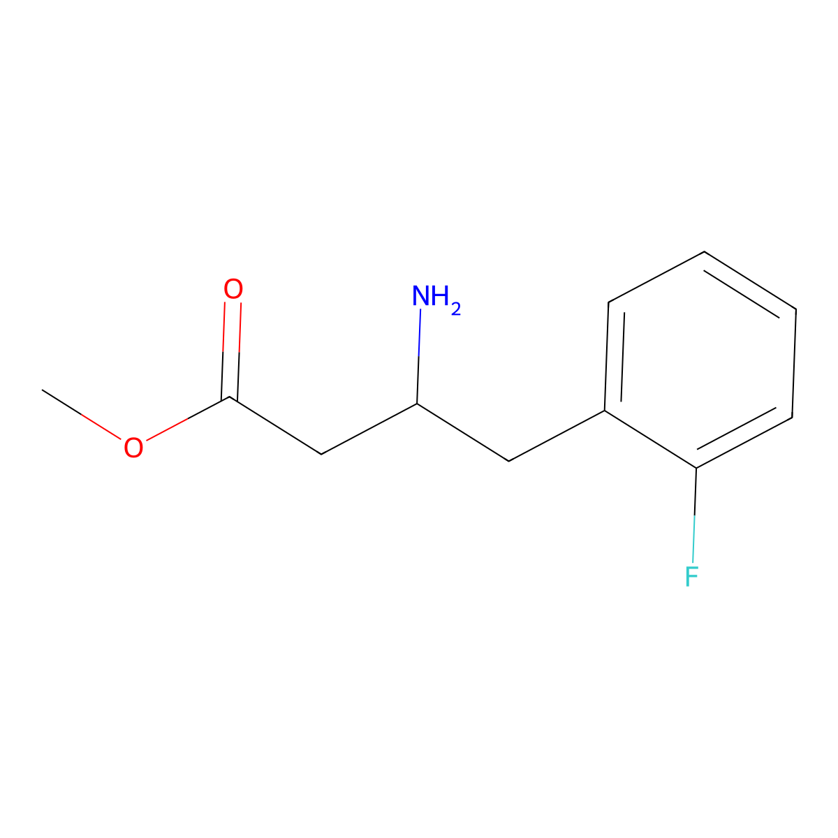 methyl (3R)-3-amino-4-(2-fluorophenyl)butanoate molecular structure, CAS 1338939-49-3