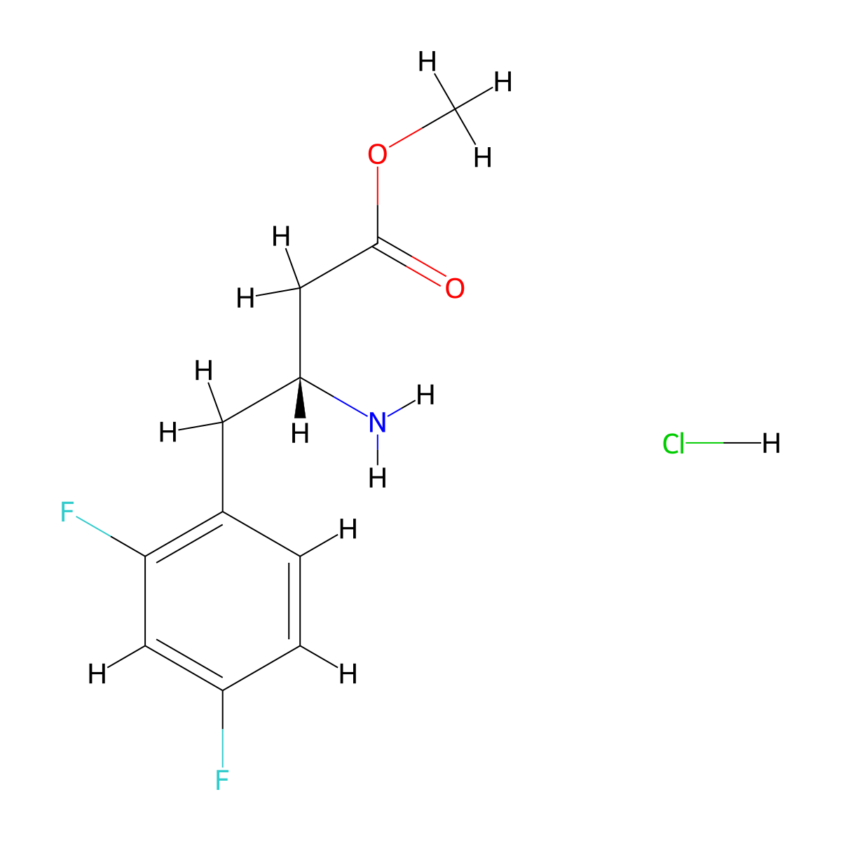 (R)-Methyl 3-amino-4-(2,4-difluorophenyl)butanoate hydrochloride molecular structure, CAS 1338939-52-8