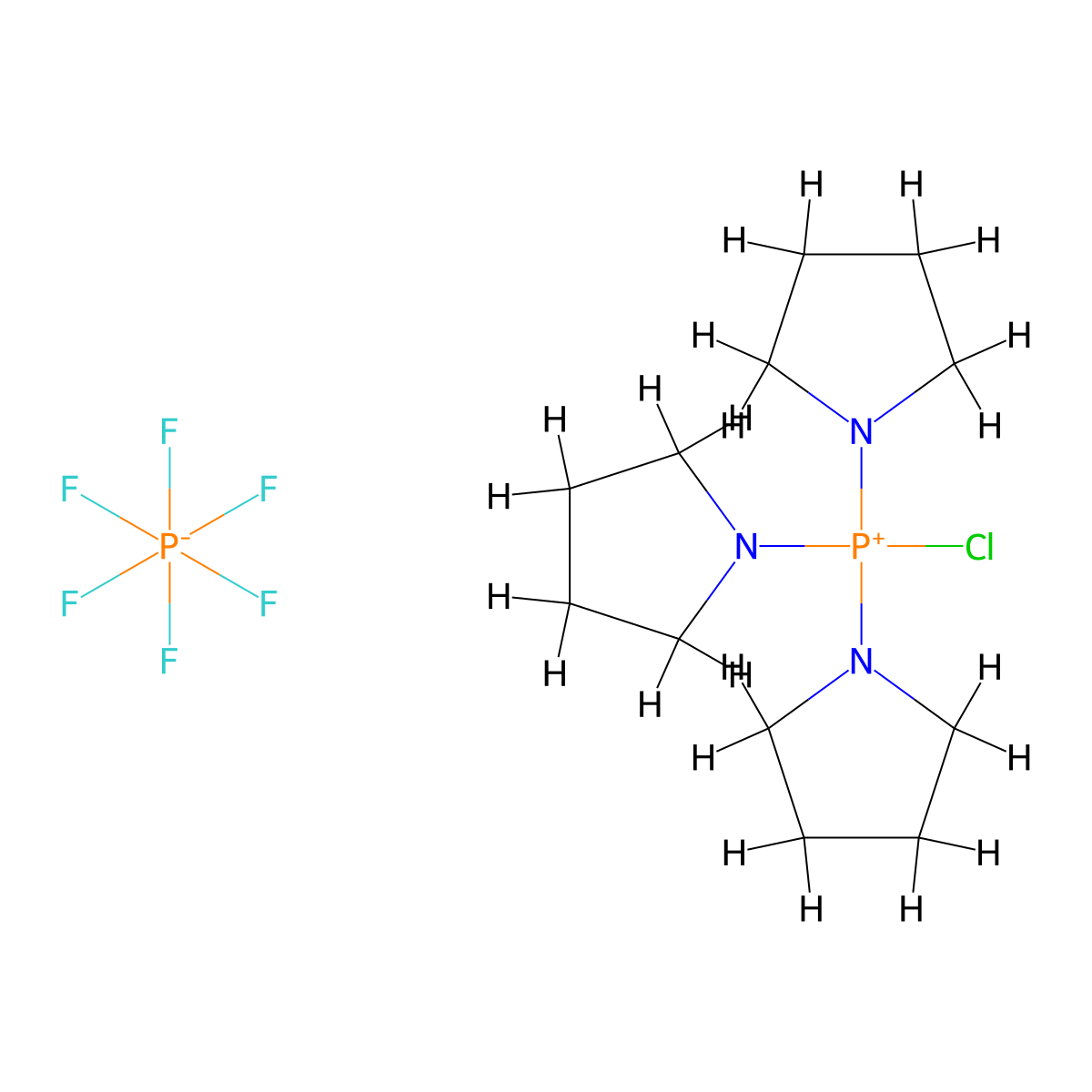Chlorotri(1-pyrrolidinyl)phosphonium hexafluorophosphate molecular structure, CAS 133894-48-1