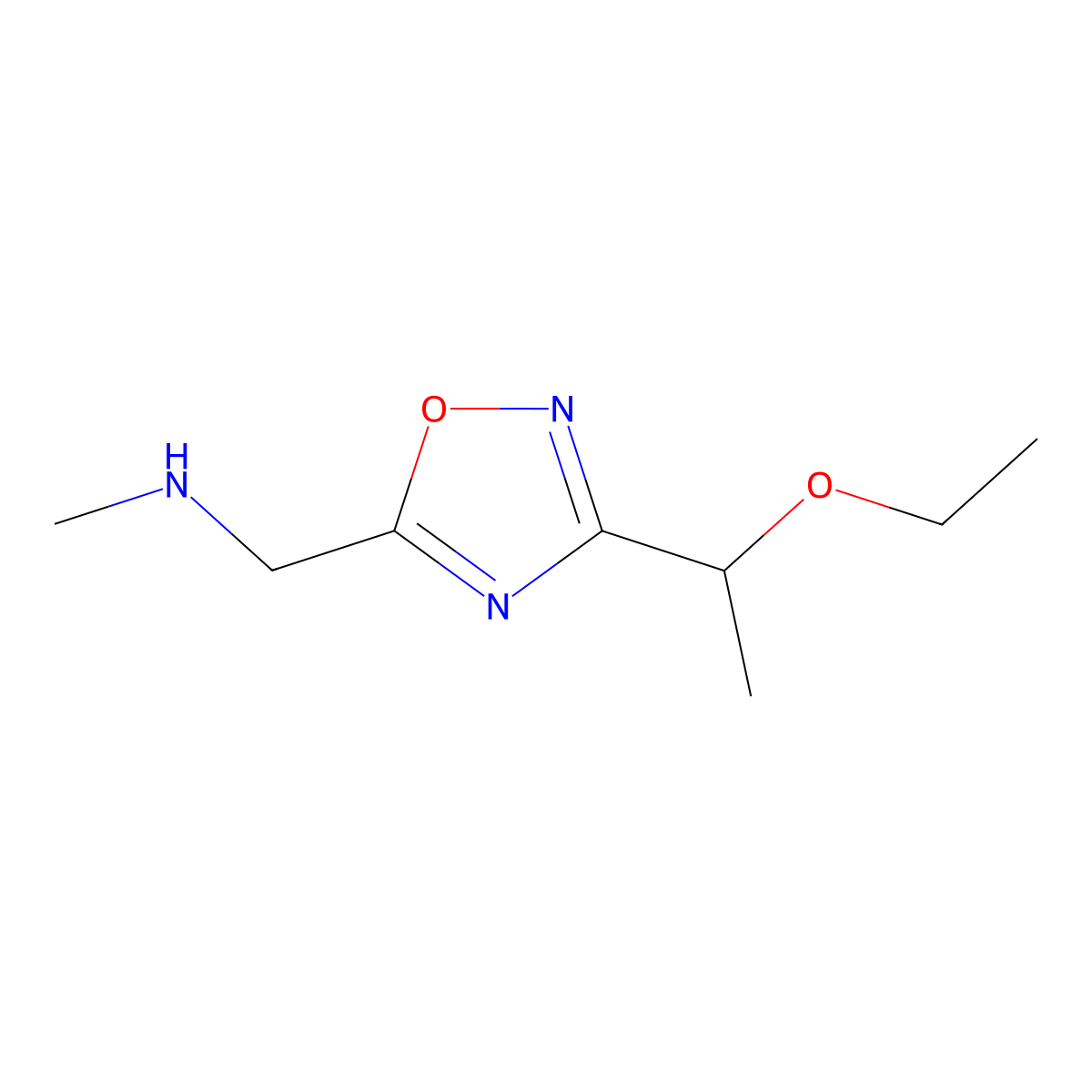 {[3-(1-Ethoxyethyl)-1,2,4-oxadiazol-5-yl]methyl}(methyl)amine molecular structure, CAS 1338942-95-2