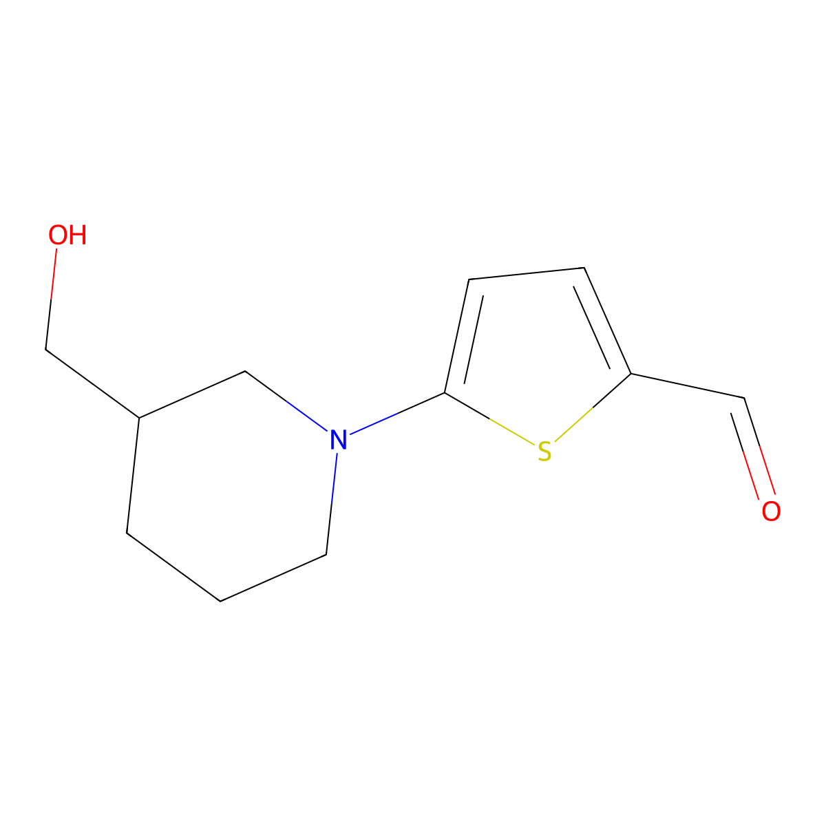 5-[3-(Hydroxymethyl)piperidin-1-yl]thiophene-2-carbaldehyde molecular structure, CAS 1338947-75-3
