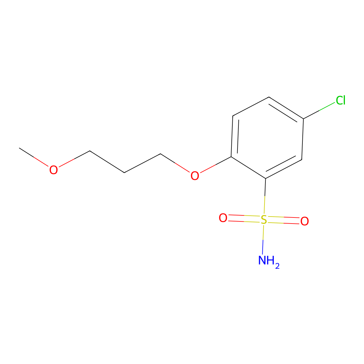 5-Chloro-2-(3-methoxypropoxy)benzene-1-sulfonamide molecular structure, CAS 1338949-05-5