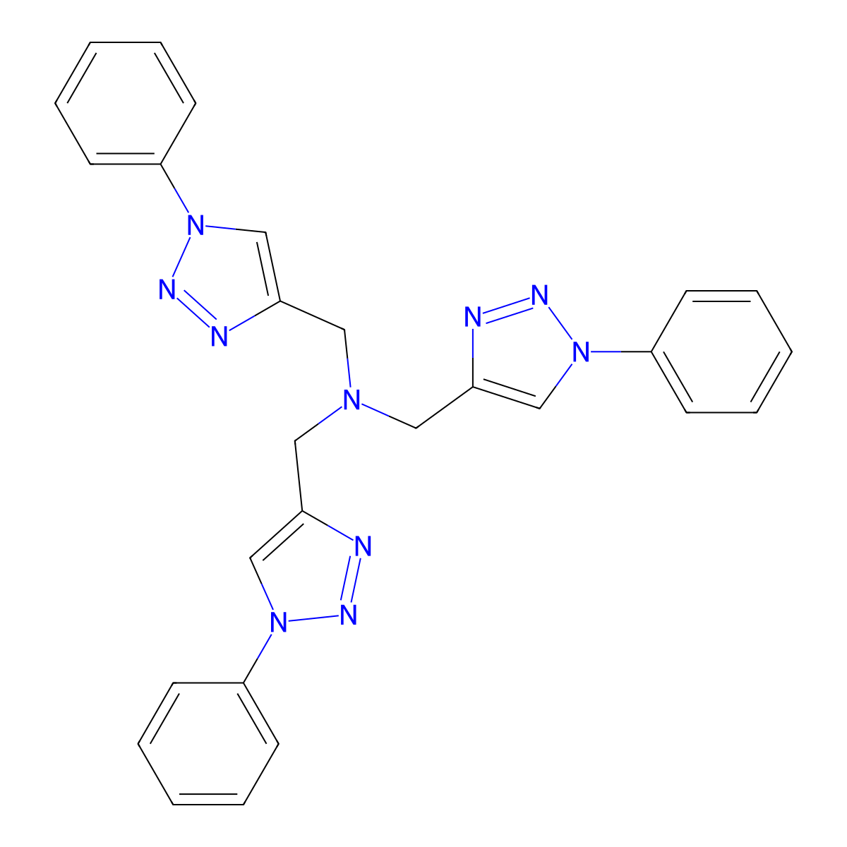 1-Phenyl-N,N-bis[(1-phenyl-1H-1,2,3-triazol-4-YL)methyl]-1H-1,2,3-triazole-4-methanamine molecular structure, CAS 1338951-85-1