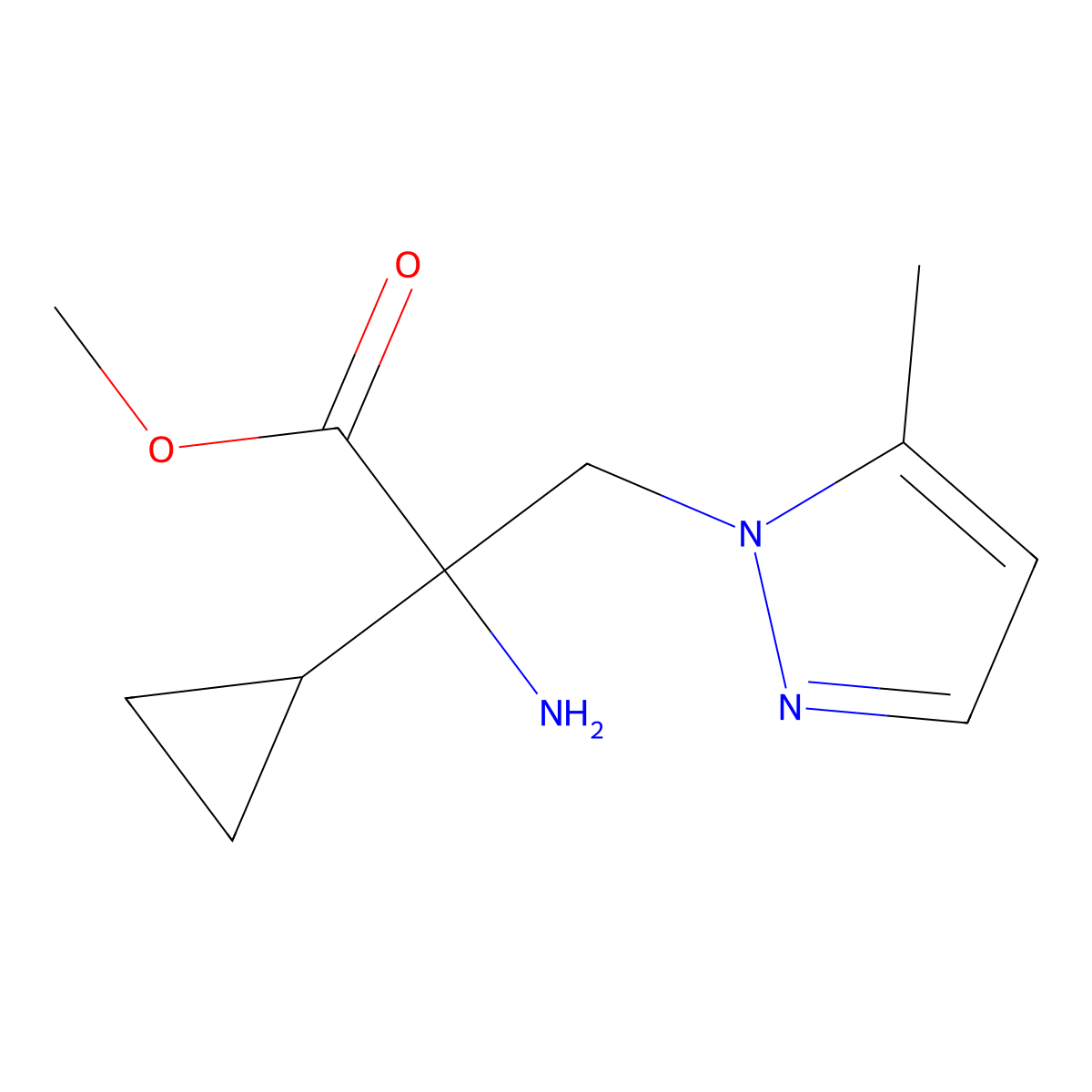 Methyl 2-amino-2-cyclopropyl-3-(5-methyl-1h-pyrazol-1-yl)propanoate molecular structure, CAS 1338956-49-2