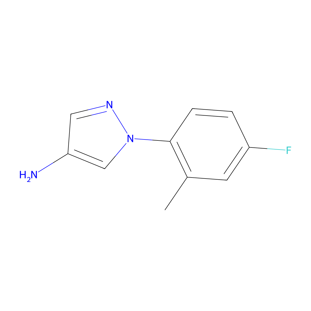 4-Amino-1-(2-methyl-4-fluorophenyl)pyrazole molecular structure, CAS 1338958-45-4