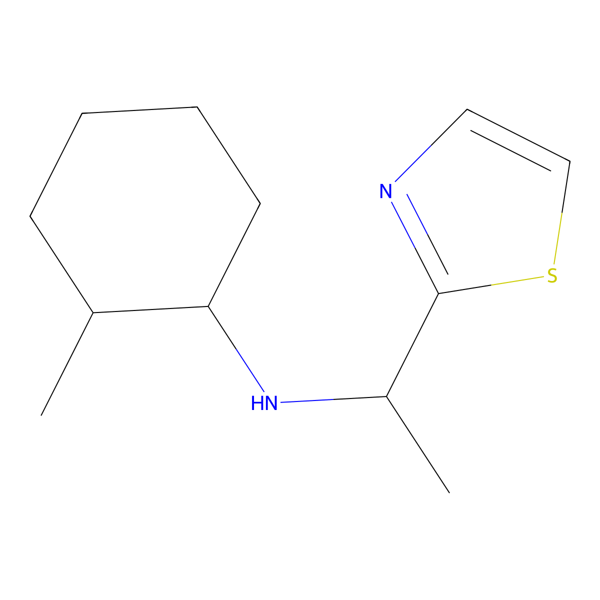 2-methyl-N-[1-(1,3-thiazol-2-yl)ethyl]cyclohexan-1-amine molecular structure, CAS 1338959-85-5