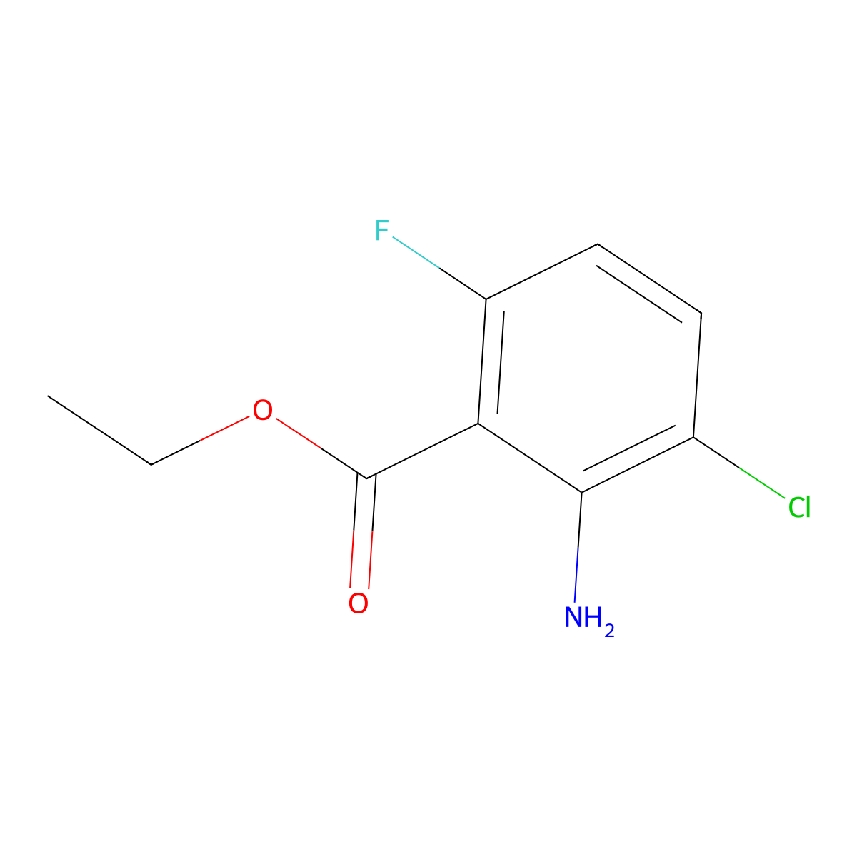 Ethyl 2-amino-3-chloro-6-fluorobenzoate molecular structure, CAS 1338967-60-4
