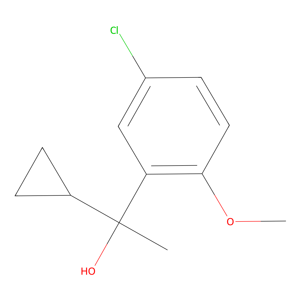 1-(5-Chloro-2-methoxyphenyl)-1-cyclopropylethanol molecular structure, CAS 1338967-80-8