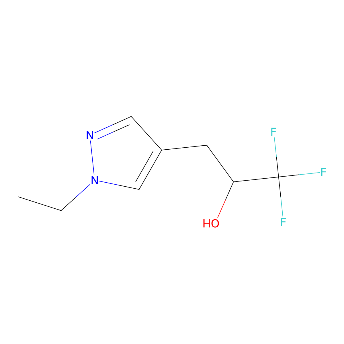 3-(1-Ethyl-1h-pyrazol-4-yl)-1,1,1-trifluoropropan-2-ol molecular structure, CAS 1338969-82-6