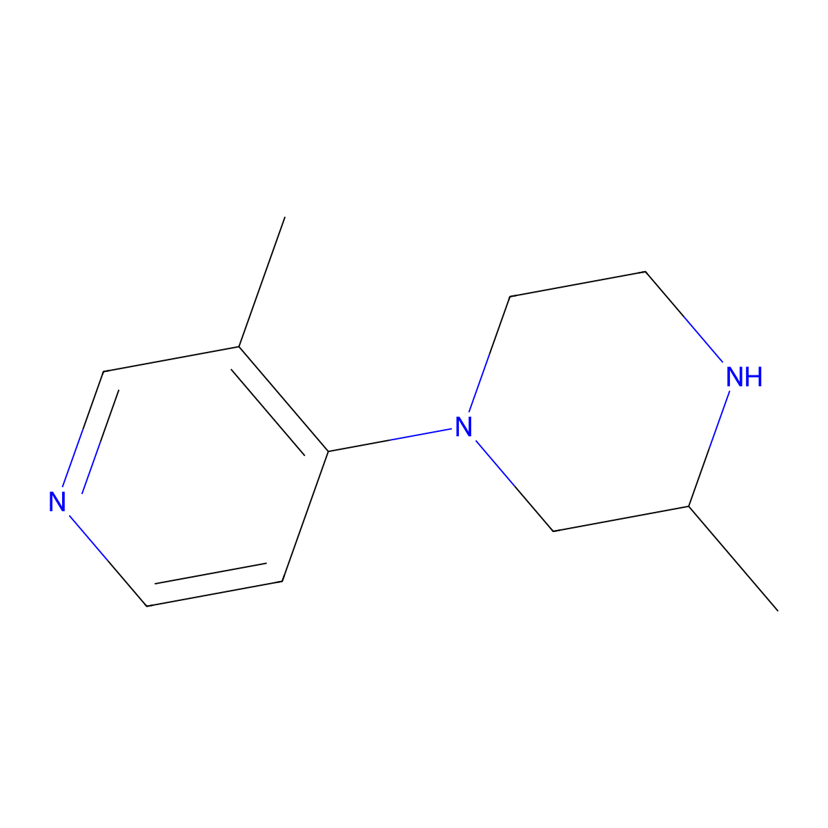 3-Methyl-1-(3-methylpyridin-4-yl)piperazine molecular structure, CAS 1338971-03-1