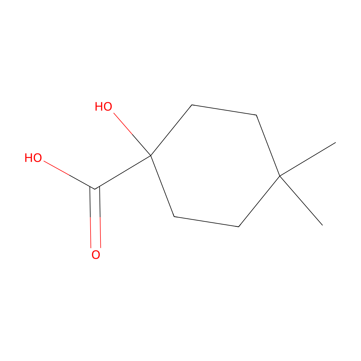 1-Hydroxy-4,4-dimethylcyclohexane-1-carboxylic acid molecular structure, CAS 1338971-47-3