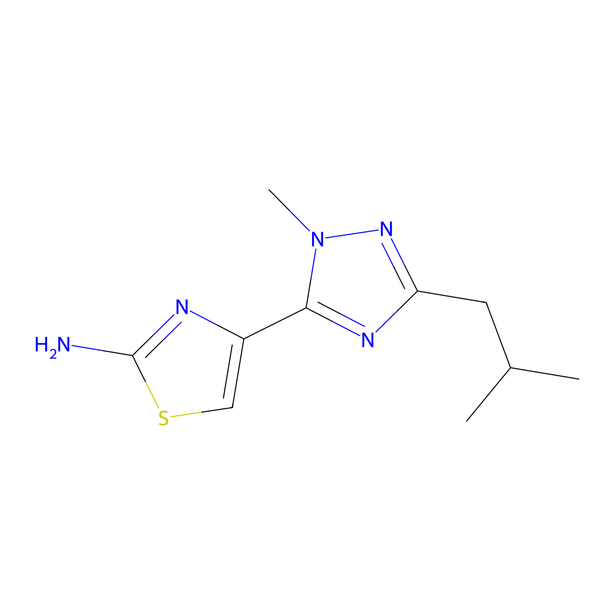 4-(3-Isobutyl-1-methyl-1h-1,2,4-triazol-5-yl)thiazol-2-amine molecular structure, CAS 1338974-40-5