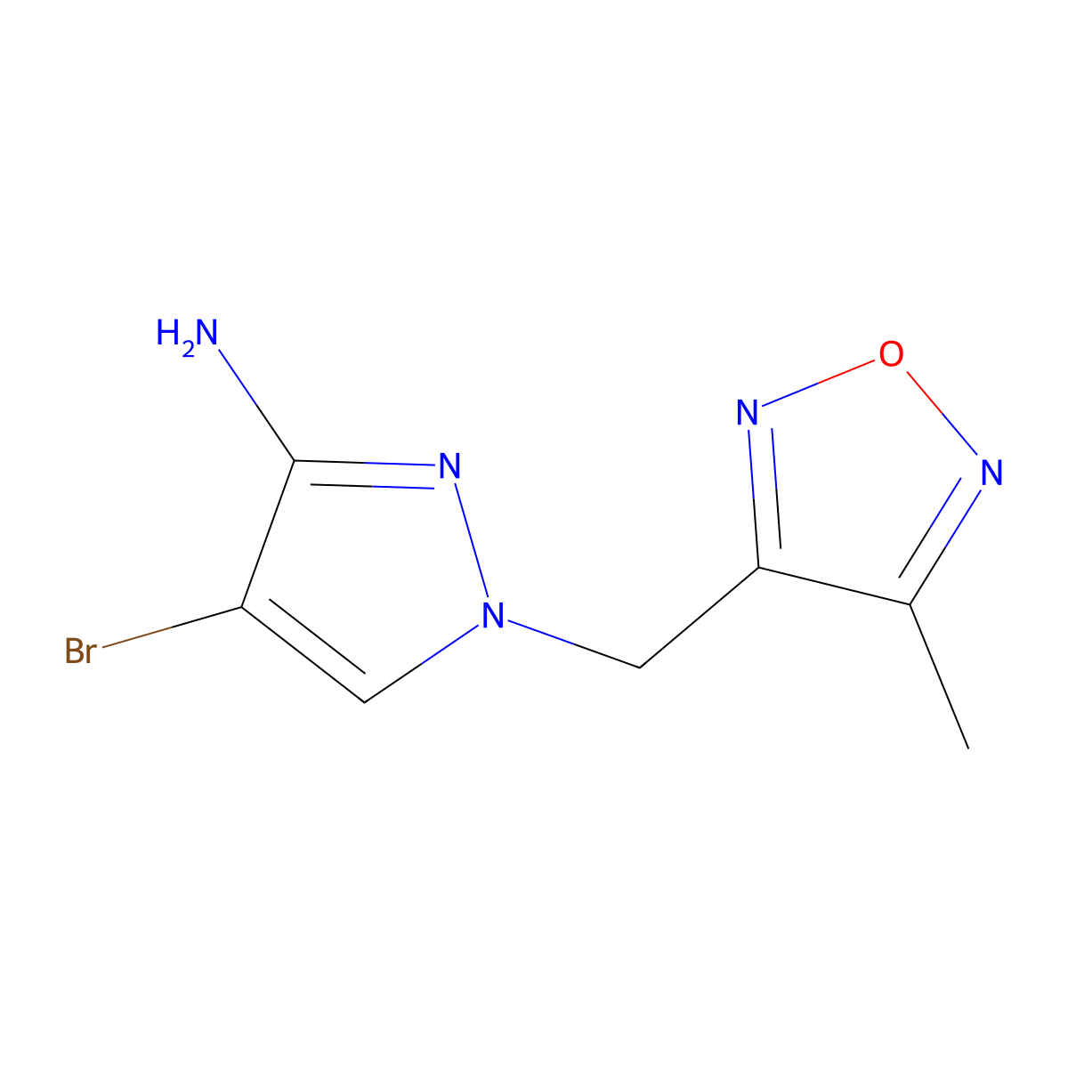 4-bromo-1-[(4-methyl-1,2,5-oxadiazol-3-yl)methyl]-1H-pyrazol-3-amine molecular structure, CAS 1338974-55-2
