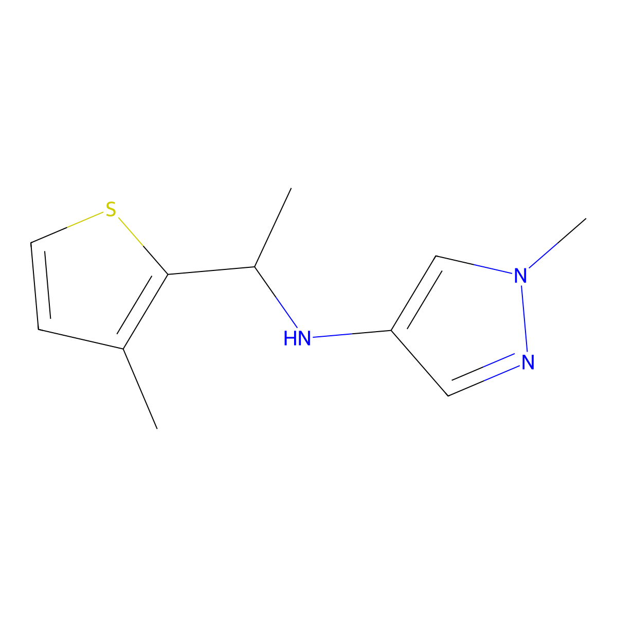 1-Methyl-N-[1-(3-methylthiophen-2-yl)ethyl]-1H-pyrazol-4-amine molecular structure, CAS 1338975-44-2