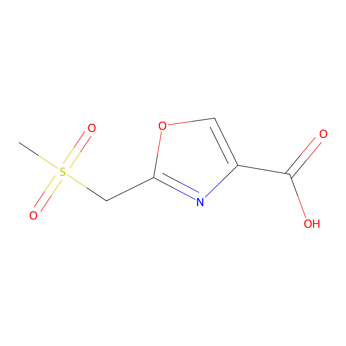 2-(Methanesulfonylmethyl)-1,3-oxazole-4-carboxylic acid molecular structure, CAS 1338976-77-4