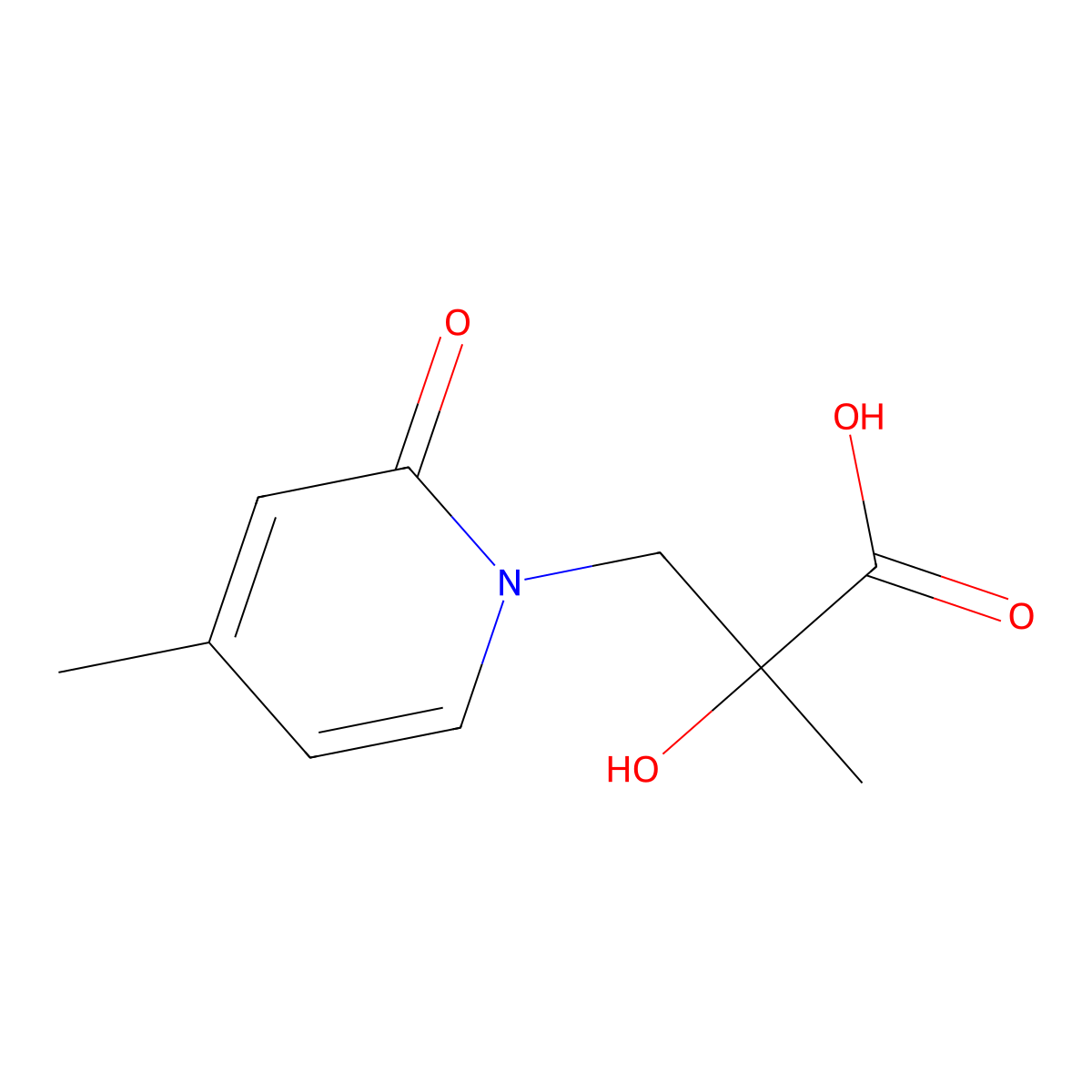 2-Hydroxy-2-methyl-3-(4-methyl-2-oxo-1,2-dihydropyridin-1-yl)propanoic acid molecular structure, CAS 1338977-53-9