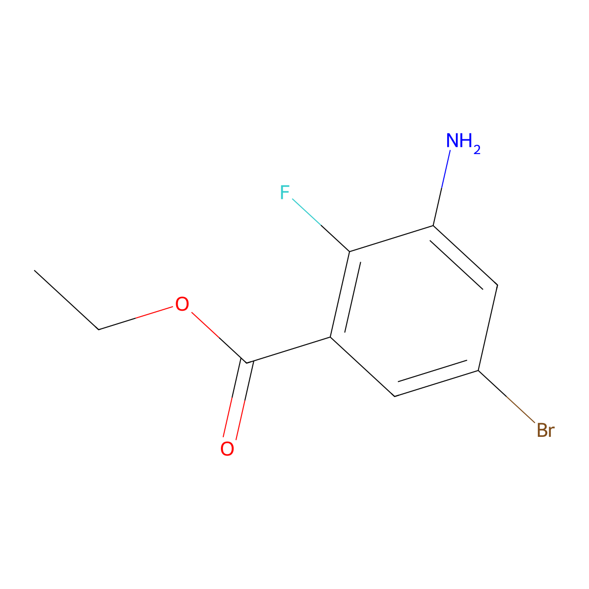Ethyl 3-amino-5-bromo-2-fluorobenzoate molecular structure, CAS 1338979-46-6