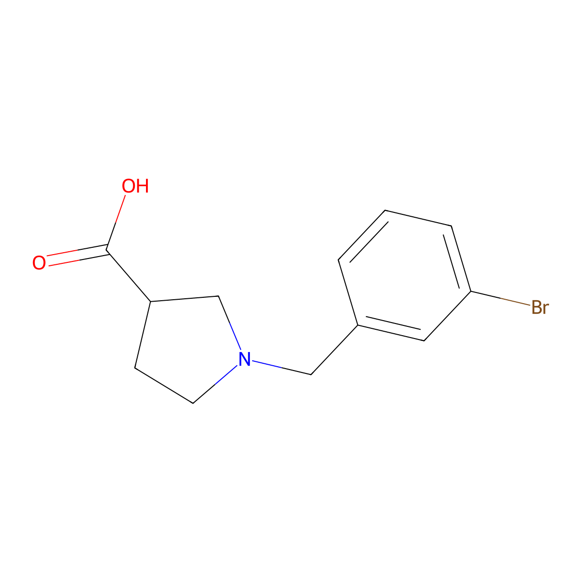 1-[(3-Bromophenyl)methyl]pyrrolidine-3-carboxylic acid molecular structure, CAS 1338984-60-3