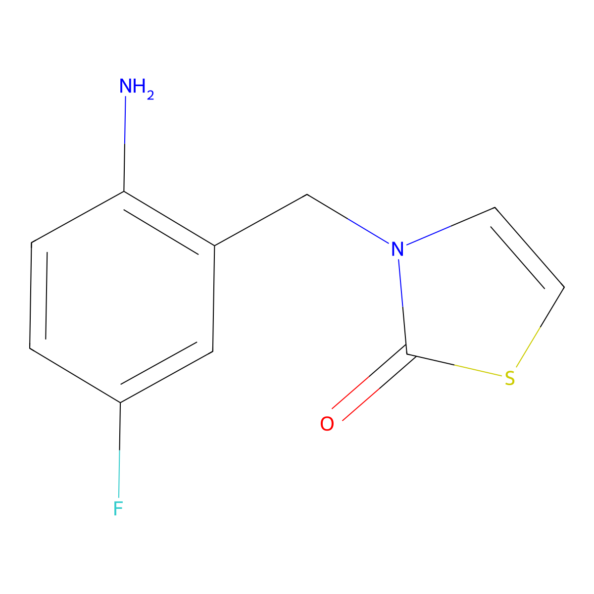 3-[(2-Amino-5-fluorophenyl)methyl]-2,3-dihydro-1,3-thiazol-2-one molecular structure, CAS 1338984-71-6