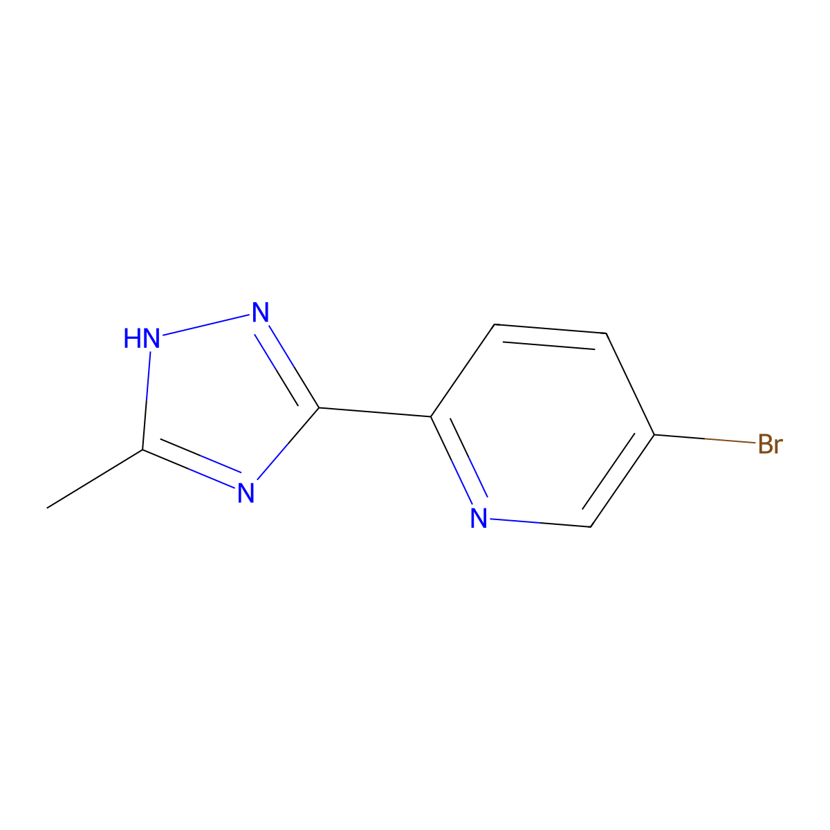5-bromo-2-(3-methyl-1H-1,2,4-triazol-5-yl)pyridine molecular structure, CAS 1338986-16-5
