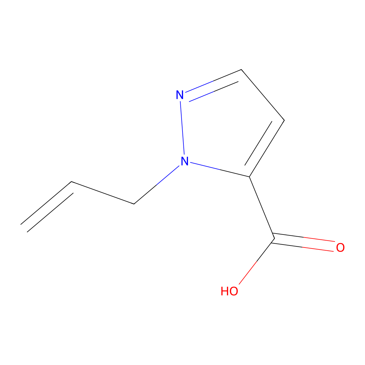 1-(prop-2-en-1-yl)-1H-pyrazole-5-carboxylic acid molecular structure, CAS 1338986-66-5