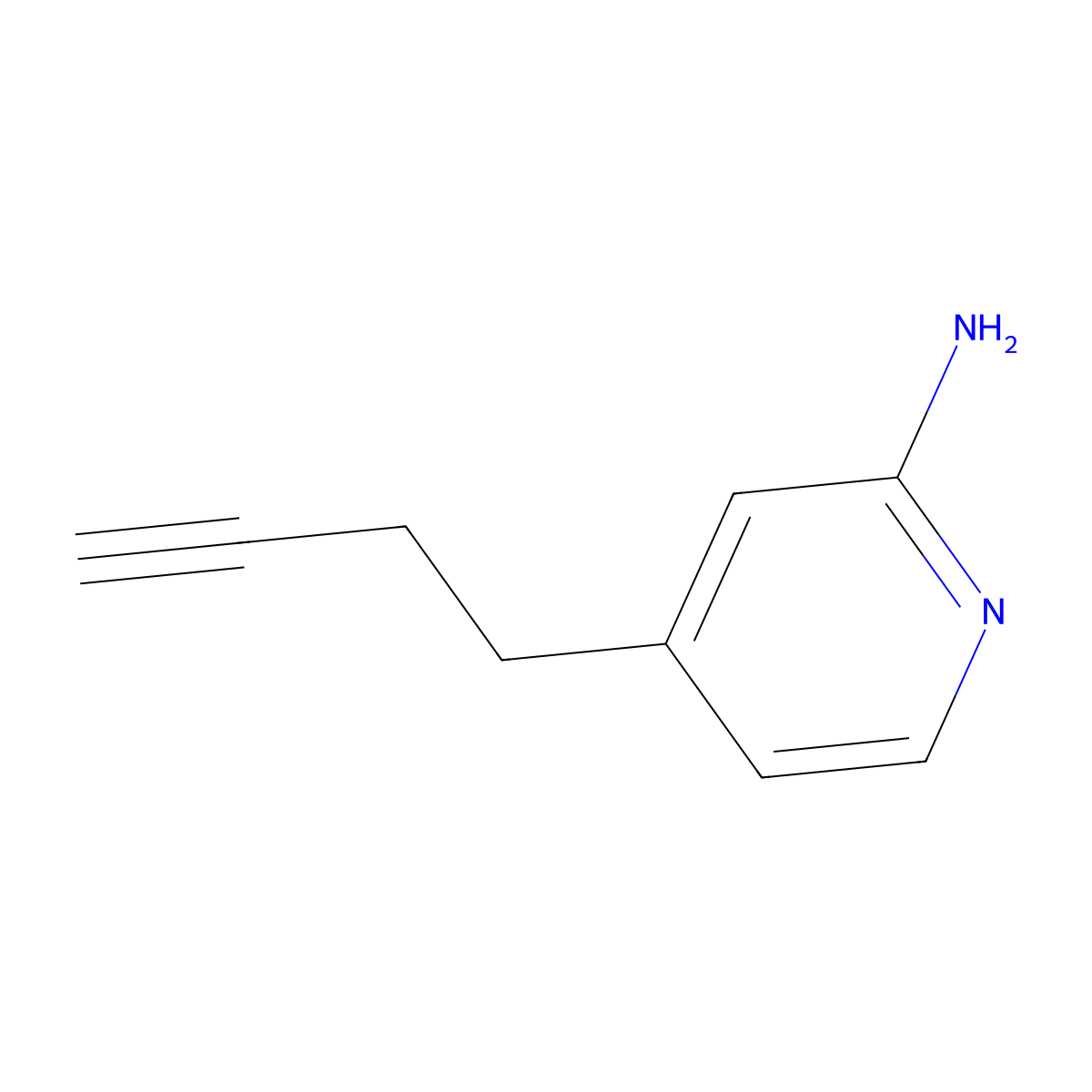 4-(But-3-yn-1-yl)pyridin-2-amine molecular structure, CAS 1338989-89-1
