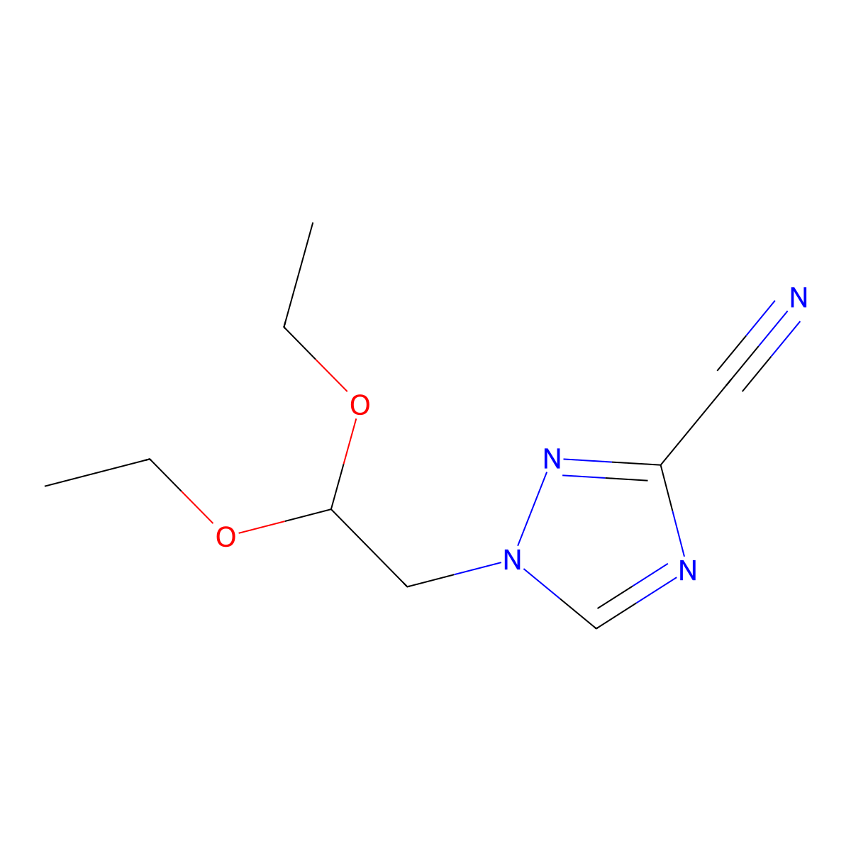 1-(2,2-diethoxyethyl)-1H-1,2,4-triazole-3-carbonitrile molecular structure, CAS 1338990-15-0
