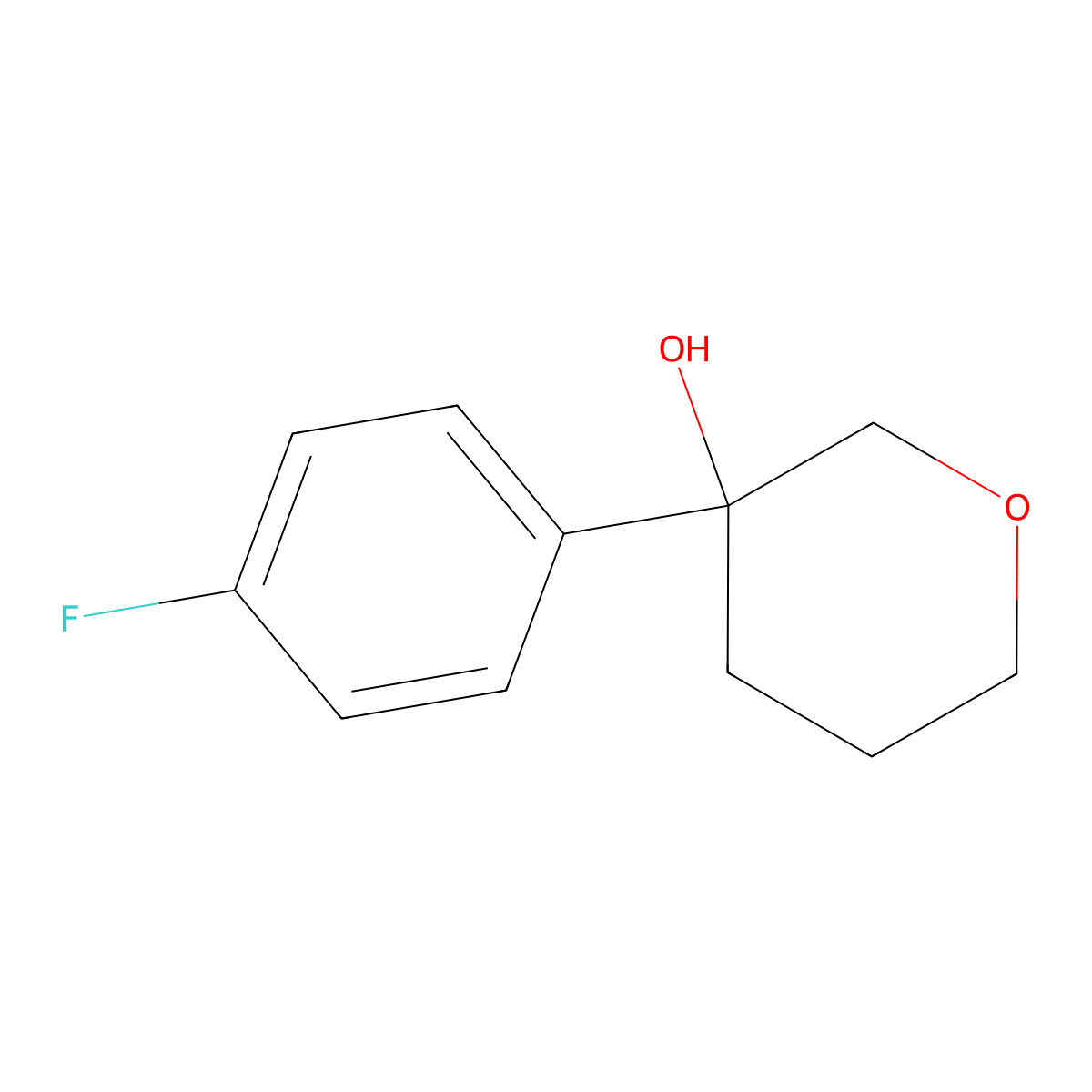 3-(4-Fluorophenyl)oxan-3-ol molecular structure, CAS 1338990-25-2