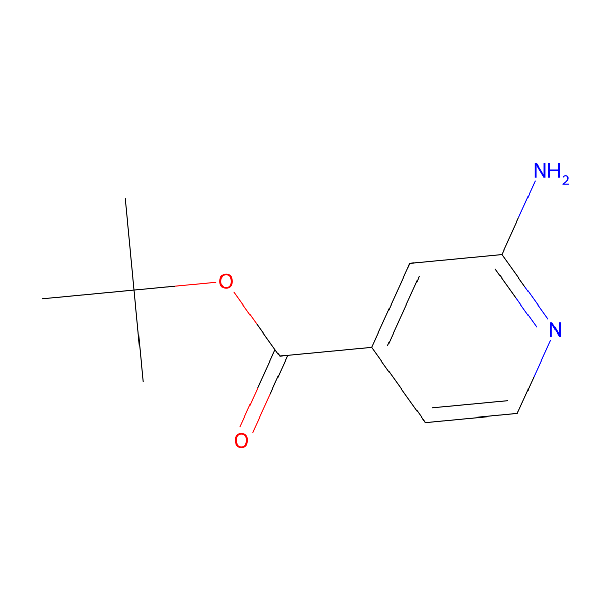 Tert-butyl 2-aminopyridine-4-carboxylate molecular structure, CAS 1338990-46-7