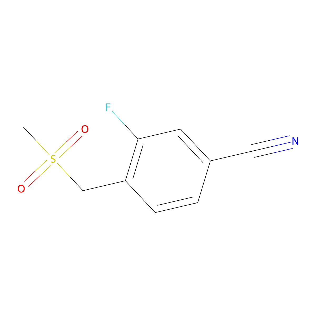 3-Fluoro-4-(methanesulfonylmethyl)benzonitrile molecular structure, CAS 1338990-68-3