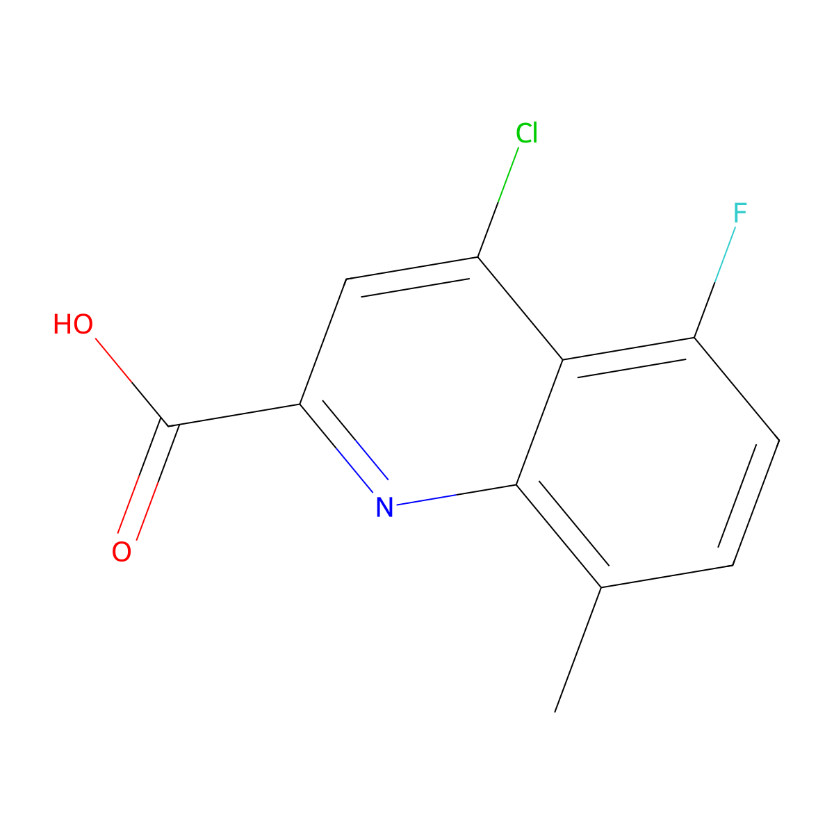 4-Chloro-5-fluoro-8-methylquinoline-2-carboxylic acid molecular structure, CAS 1338993-88-6