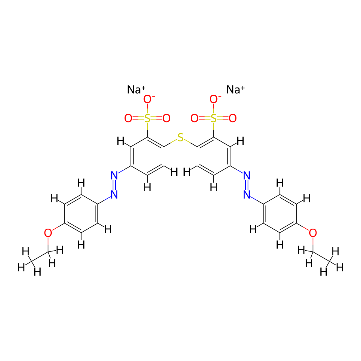 benzenesulfonic acid, 2,2'-thiobis(5-((4-ethoxyphenyl)azo)-, disodium salt molecular structure, CAS 13390-47-1