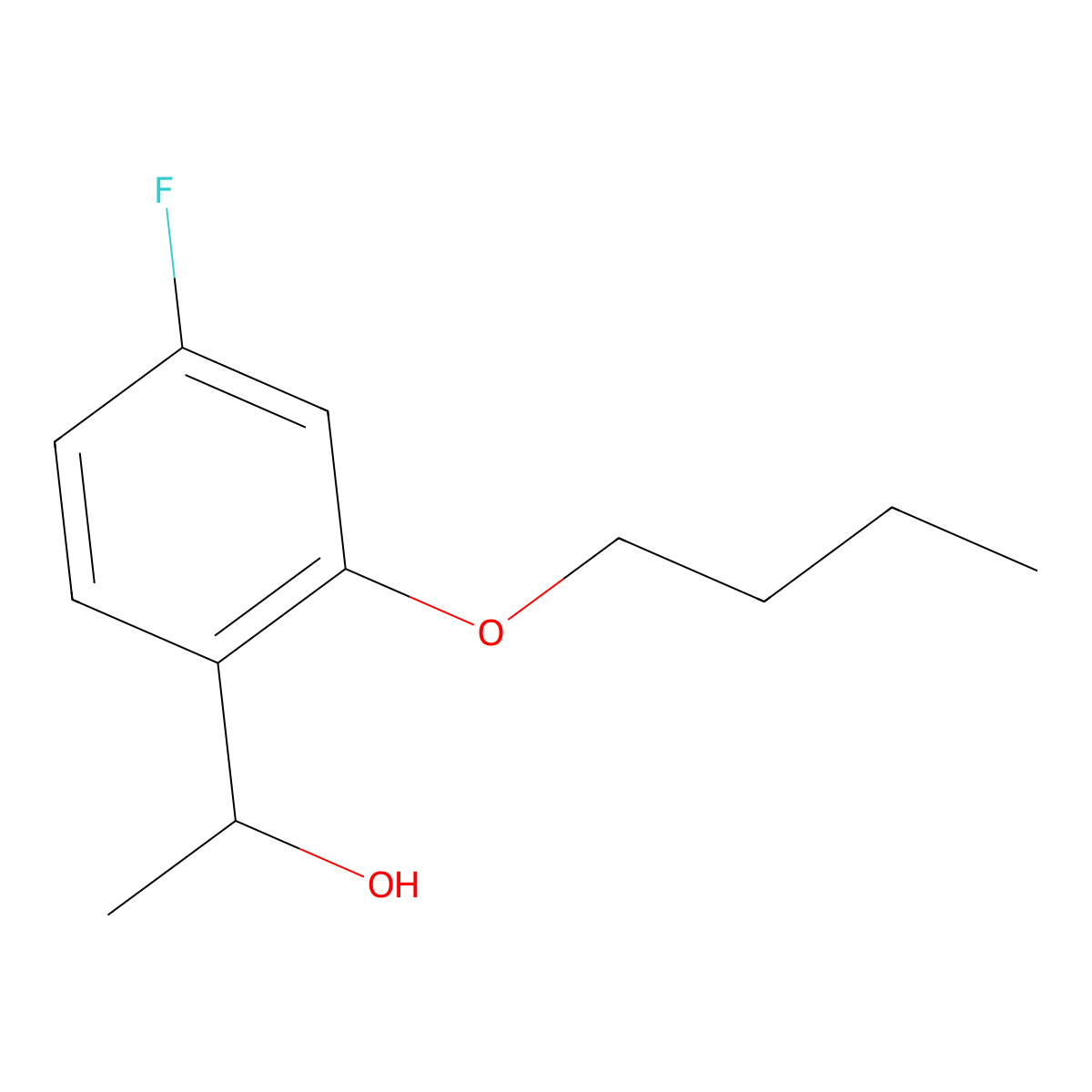 1-(2-Butoxy-4-fluorophenyl)ethanol molecular structure, CAS 1339001-81-8