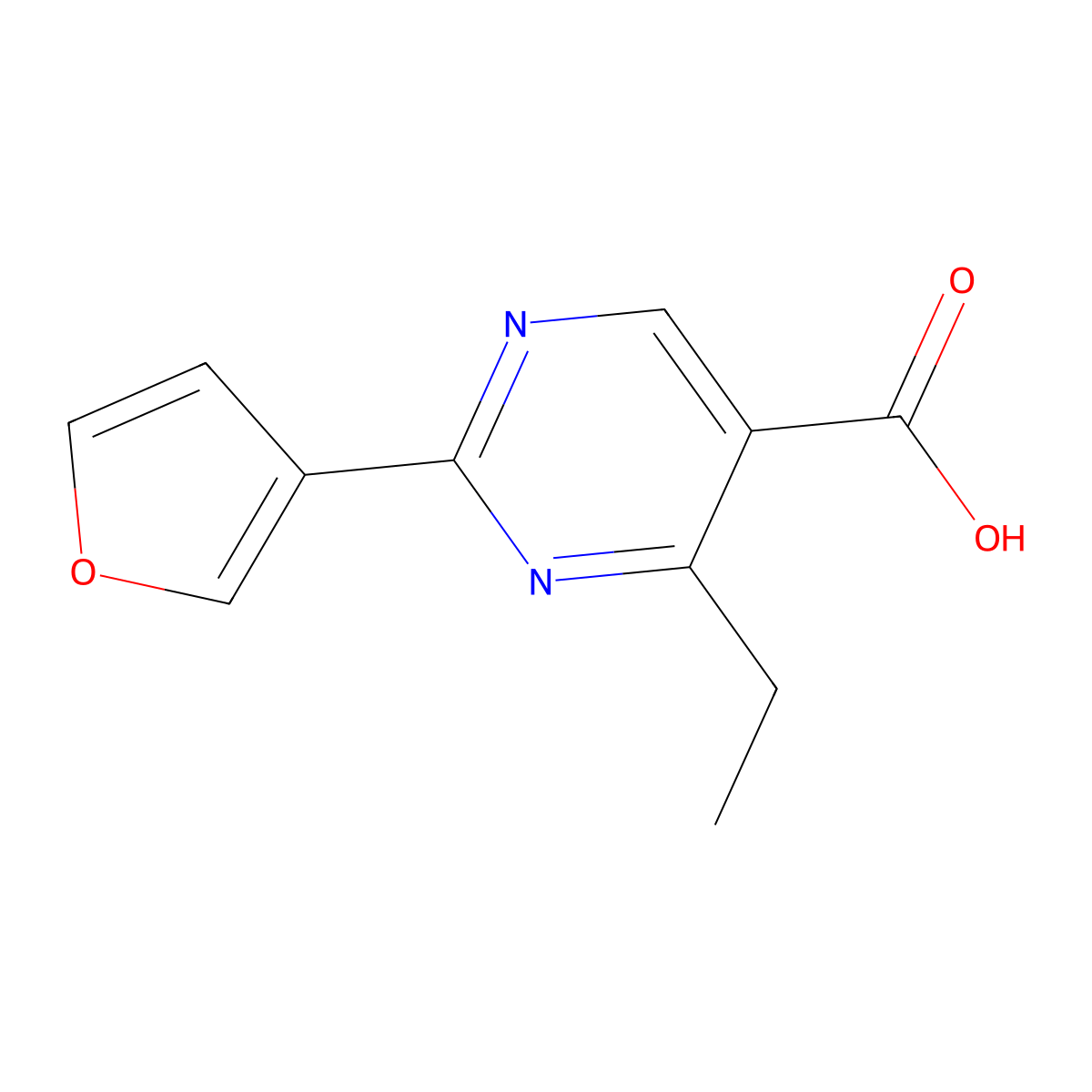 4-Ethyl-2-(furan-3-yl)pyrimidine-5-carboxylic acid molecular structure, CAS 1339002-08-2
