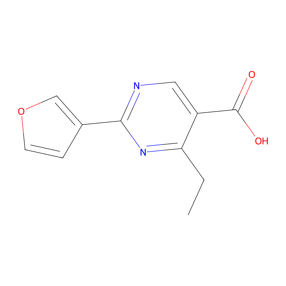 4-Ethyl-2-(furan-3-yl)pyrimidine-5-carboxylic acid molecular structure, CAS 1339002-08-2