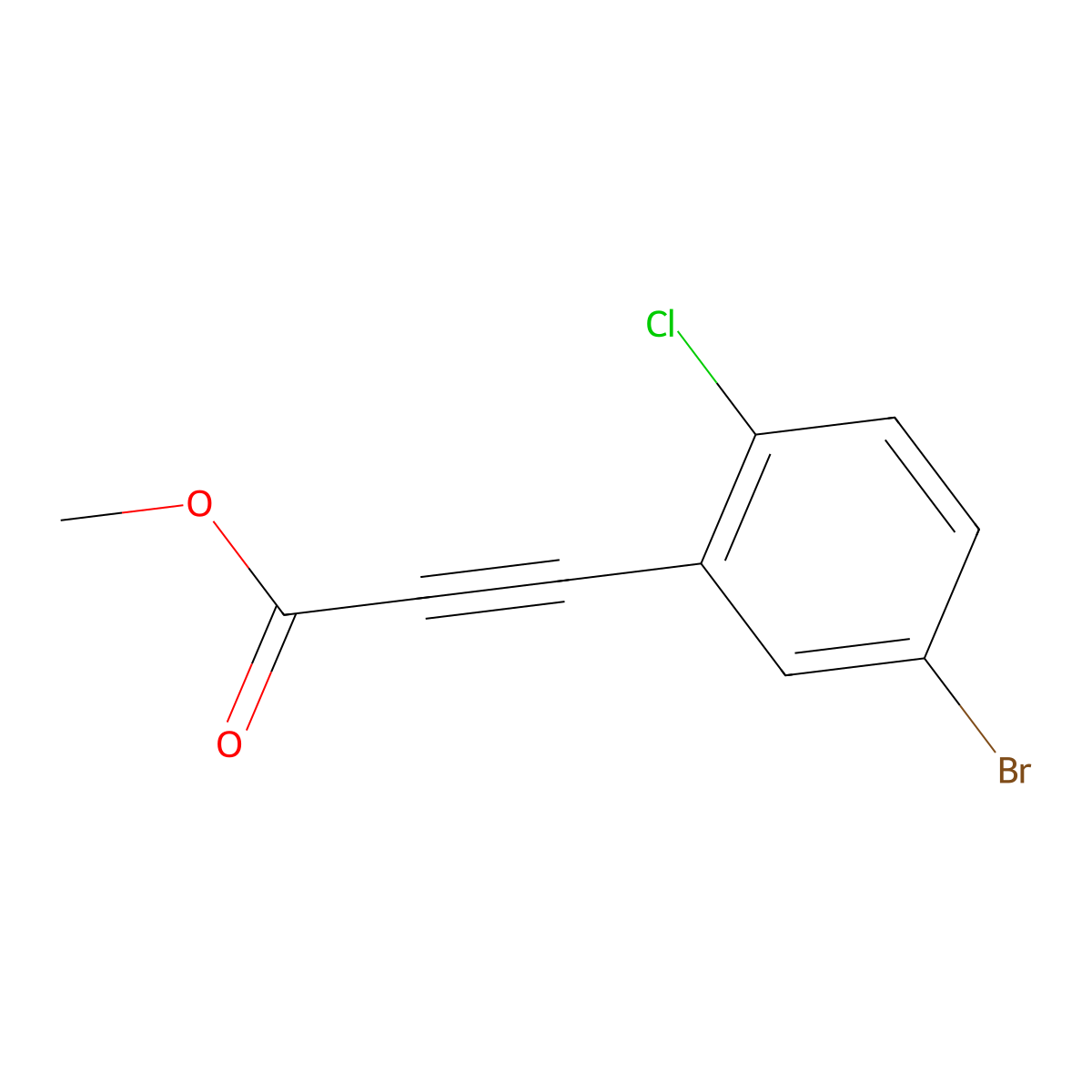Methyl 3-(5-bromo-2-chlorophenyl)prop-2-ynoate molecular structure, CAS 1339005-27-4