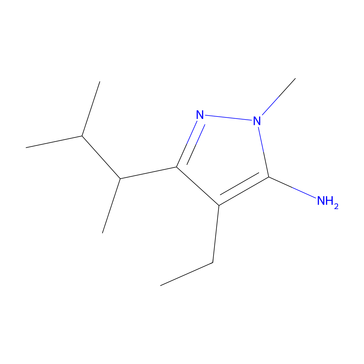 4-ethyl-1-methyl-3-(3-methylbutan-2-yl)-1H-pyrazol-5-amine molecular structure, CAS 1339005-81-0