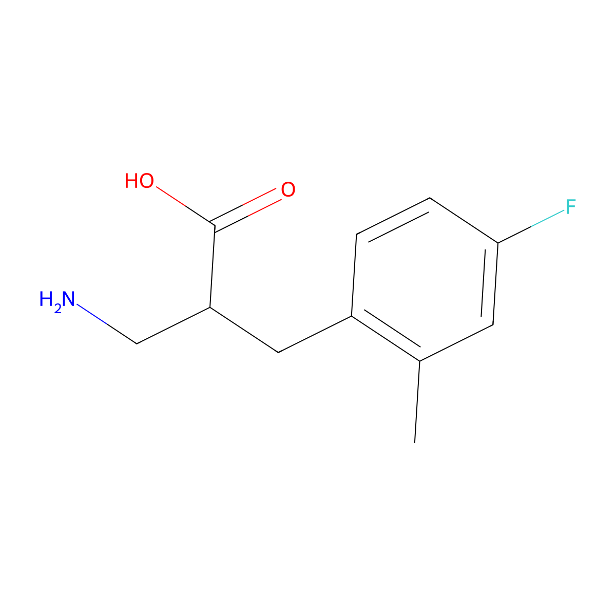 3-Amino-2-[(4-fluoro-2-methylphenyl)methyl]propanoic acid molecular structure, CAS 1339007-09-8