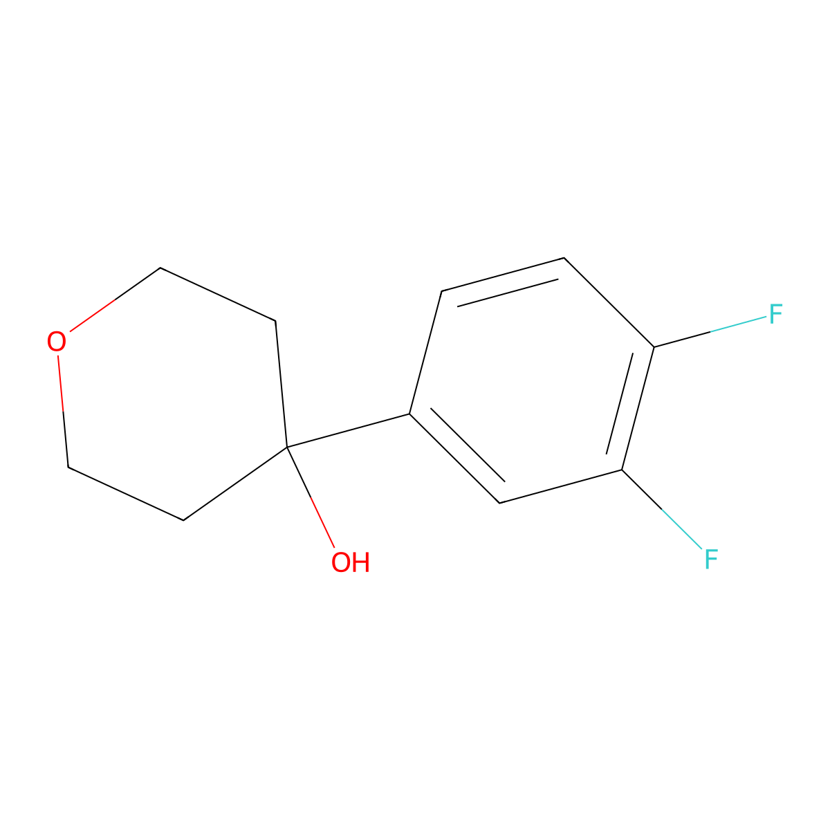 4-(3,4-difluorophenyl)tetrahydro-2H-pyran-4-ol molecular structure, CAS 1339009-89-0