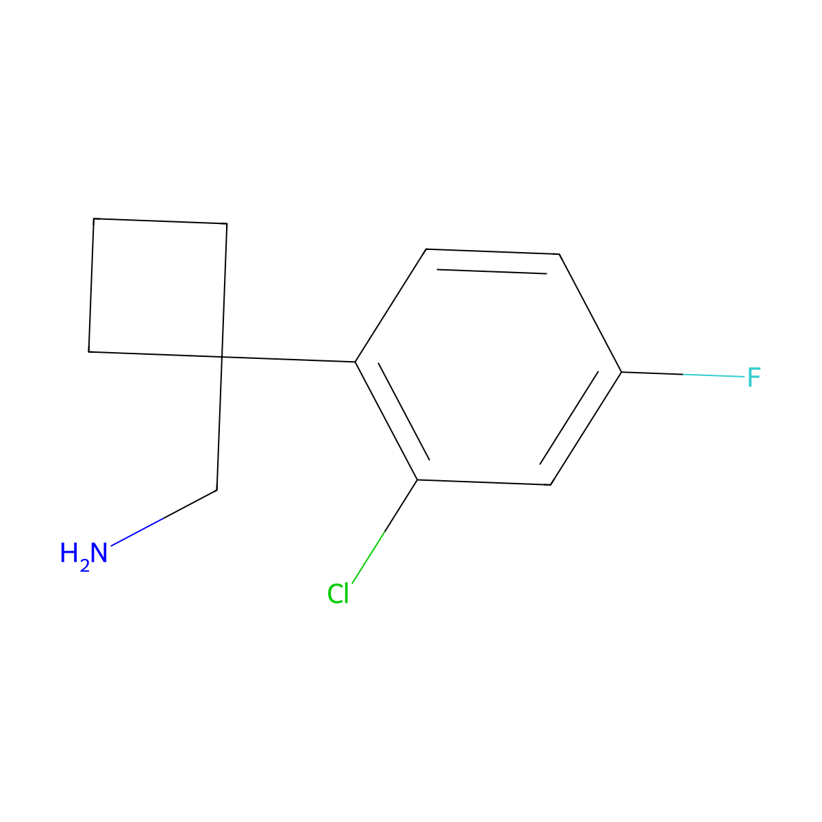 1-(2-Chloro-4-fluorophenyl)cyclobutanemethanamine molecular structure, CAS 1339011-01-6