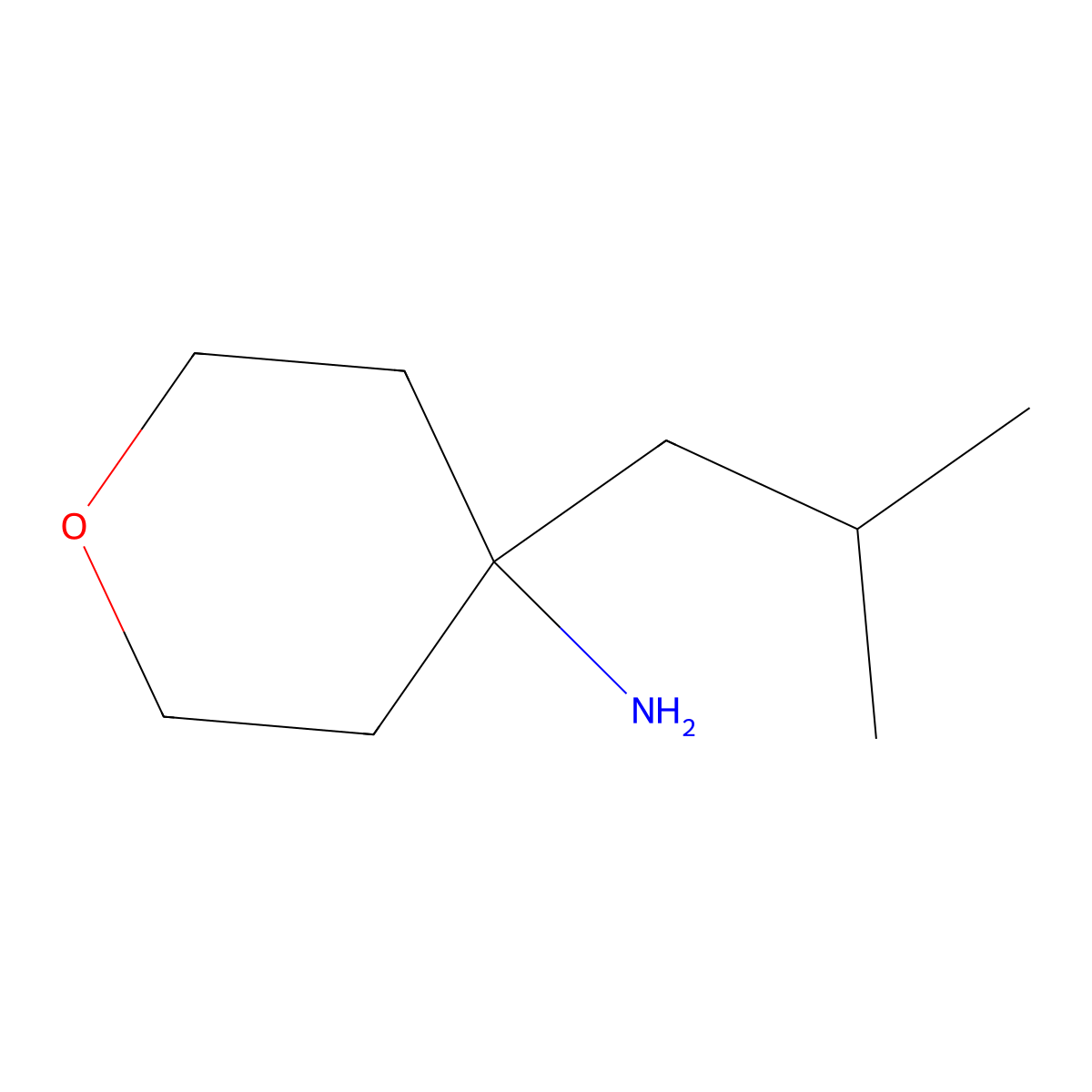 4-Isobutyltetrahydro-2H-pyran-4-amine molecular structure, CAS 1339014-20-8