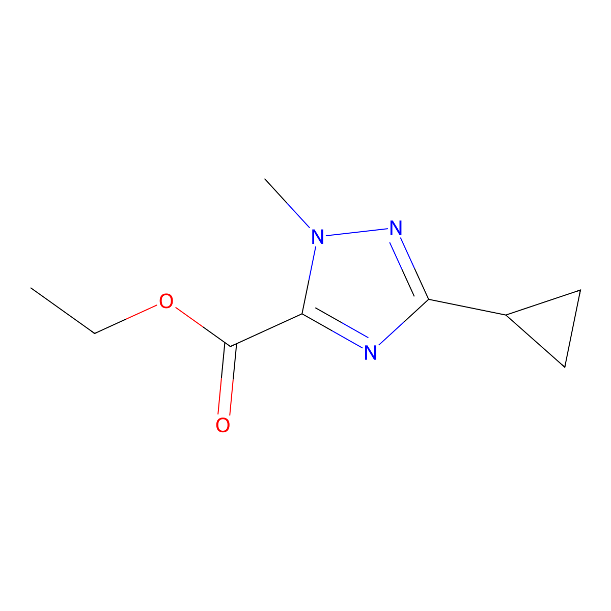 ethyl 3-cyclopropyl-1-methyl-1H-1,2,4-triazole-5-carboxylate molecular structure, CAS 1339015-01-8