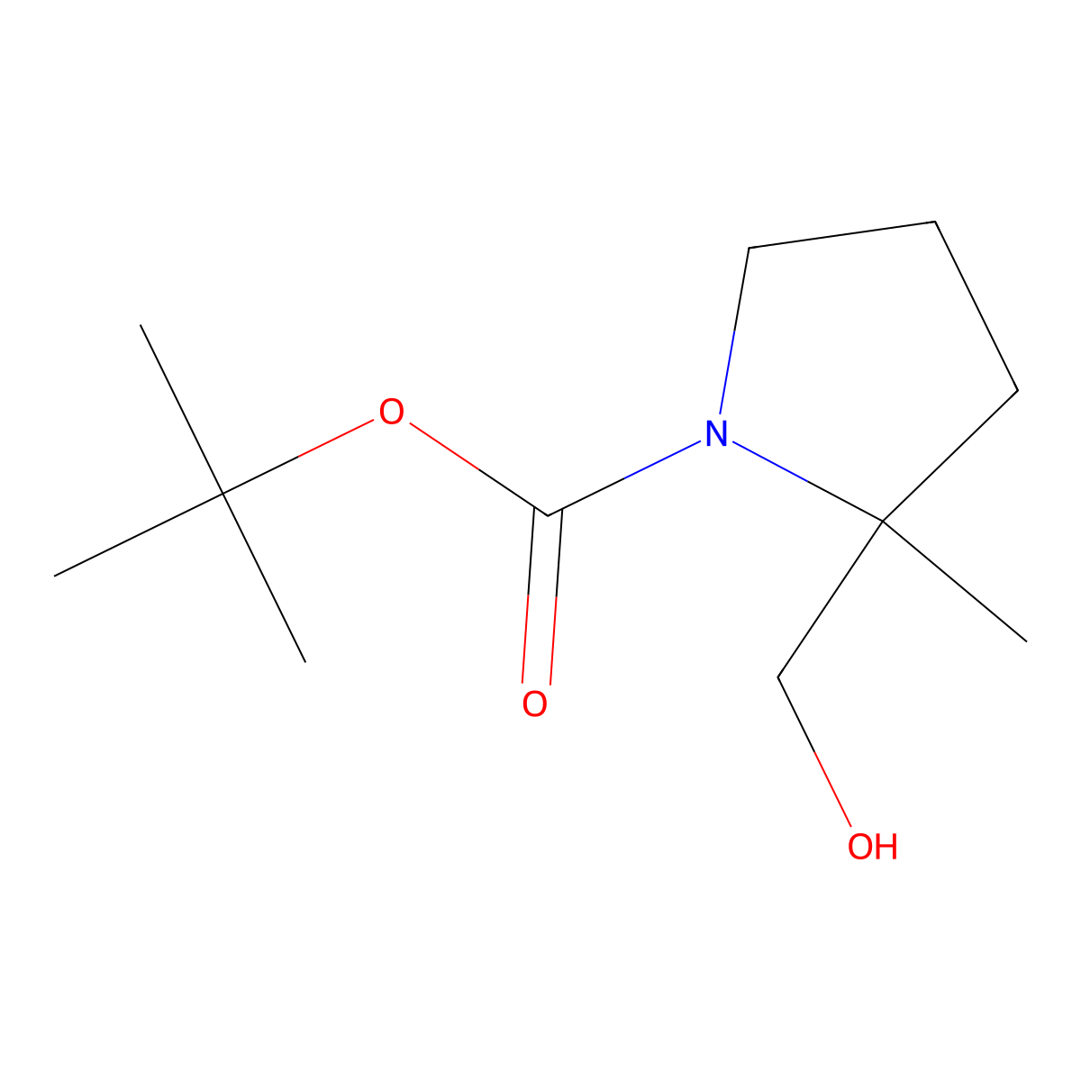 (2S)-1-Boc-2-methylpyrrolidine-2-methanol molecular structure, CAS 1339022-10-4