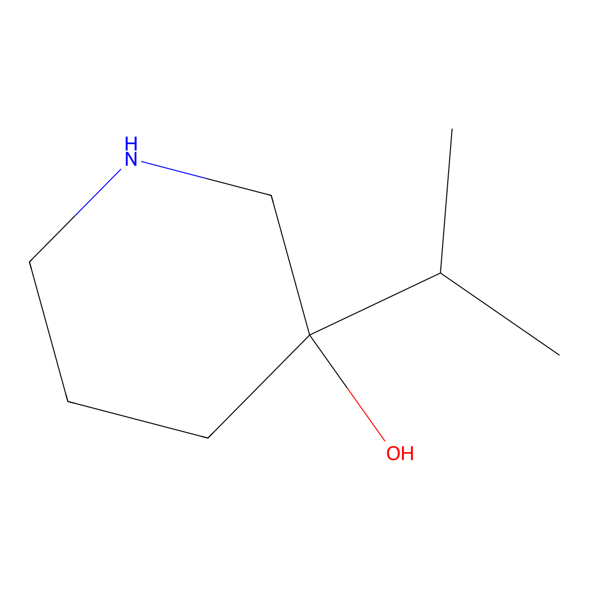3-Isopropylpiperidin-3-ol molecular structure, CAS 1339027-25-6