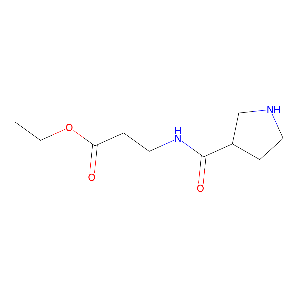 Ethyl 3-[(pyrrolidin-3-yl)formamido]propanoate molecular structure, CAS 1339029-52-5