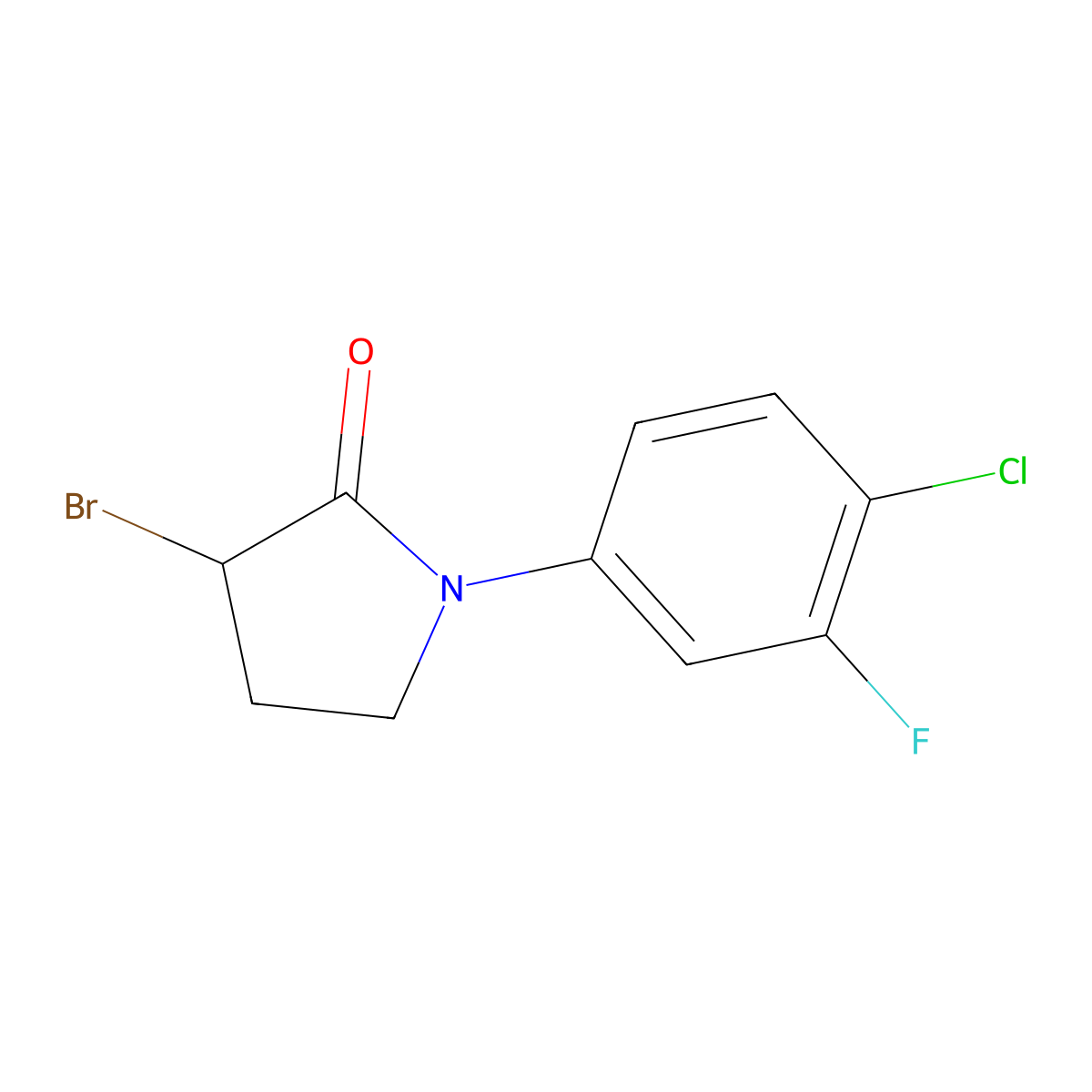 3-Bromo-1-(4-chloro-3-fluorophenyl)pyrrolidin-2-one molecular structure, CAS 1339032-58-4