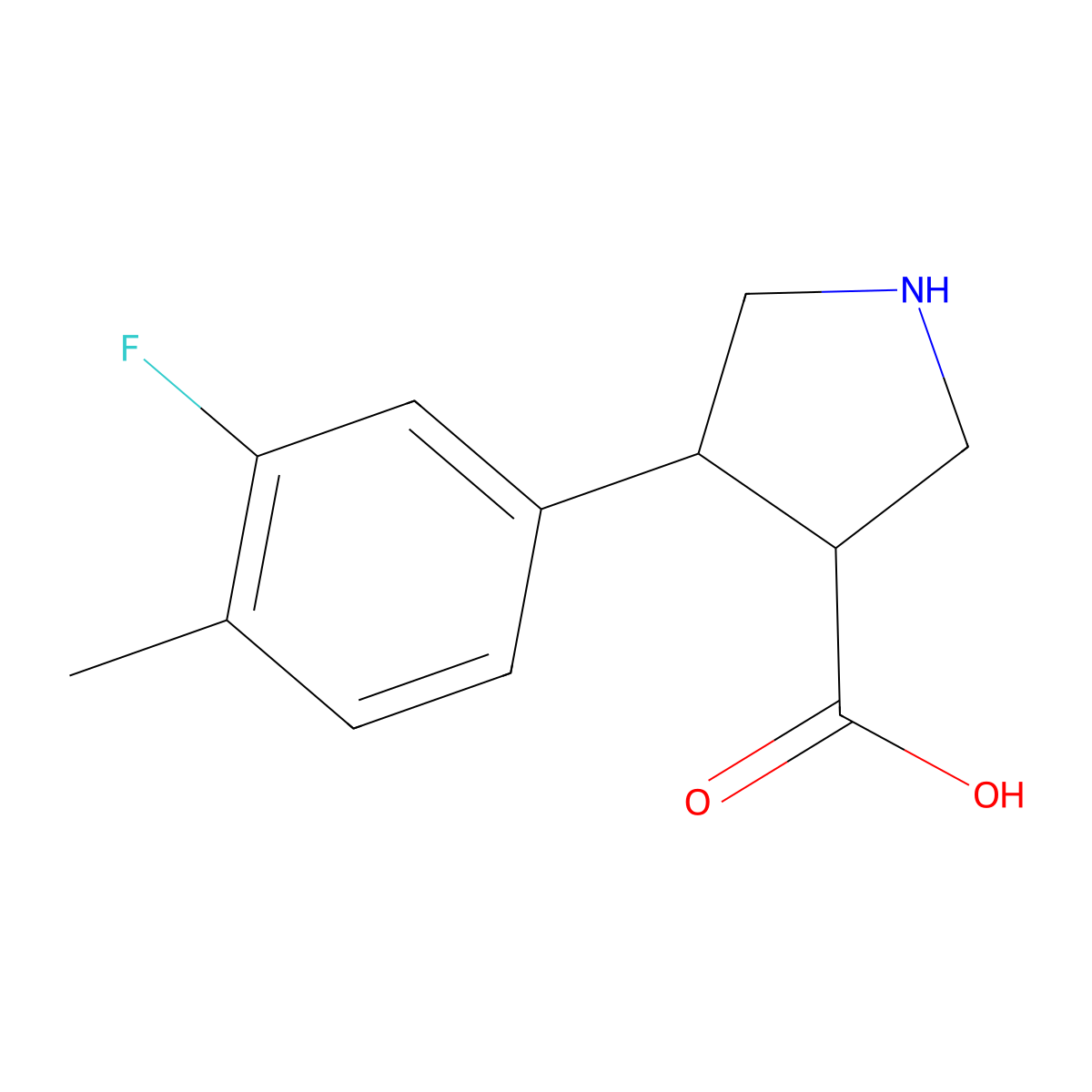 4-(3-Fluoro-4-methylphenyl)pyrrolidine-3-carboxylic acid molecular structure, CAS 1339033-07-6