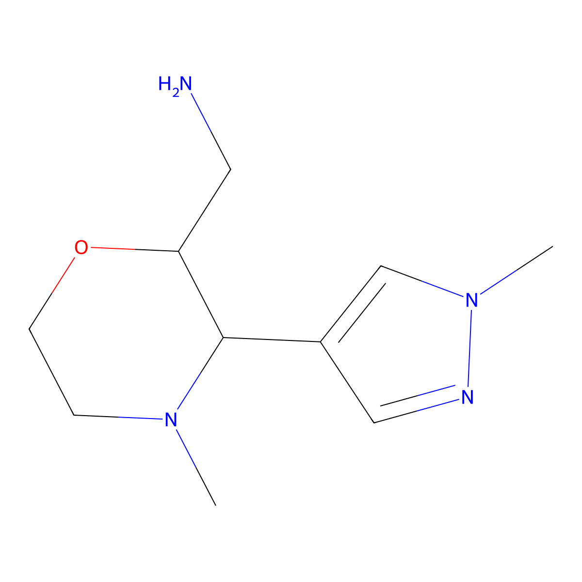 (4-Methyl-3-(1-methyl-1h-pyrazol-4-yl)morpholin-2-yl)methanamine molecular structure, CAS 1339033-24-7