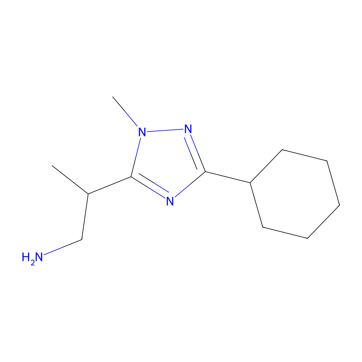 2-(3-Cyclohexyl-1-methyl-1h-1,2,4-triazol-5-yl)propan-1-amine molecular structure, CAS 1339036-89-3