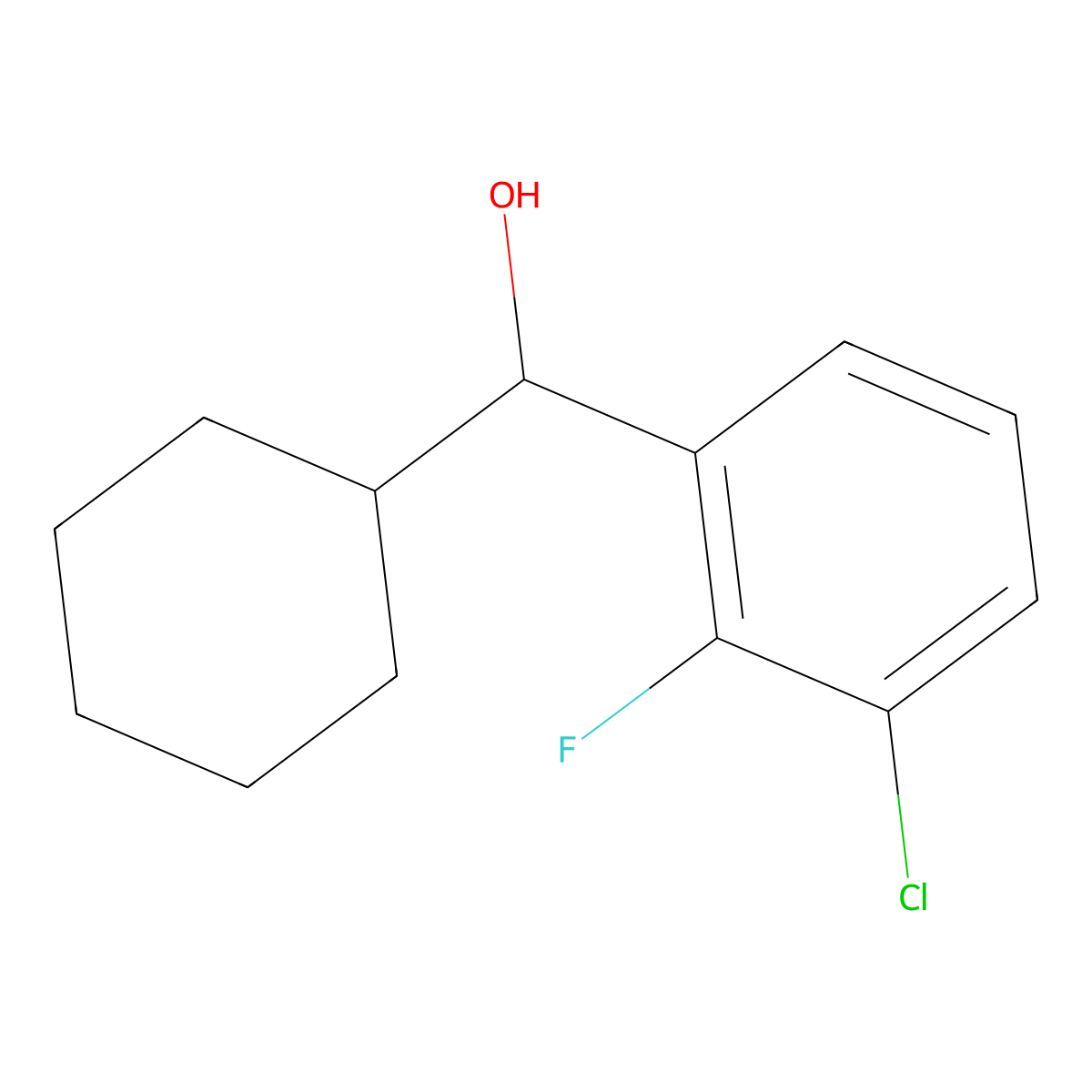 (3-Chloro-2-fluorophenyl)(cyclohexyl)methanol molecular structure, CAS 1339038-58-2